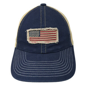 American Flag Snapback Trucker Hat Blue One Size Adjustable Dorfman Hat Co
